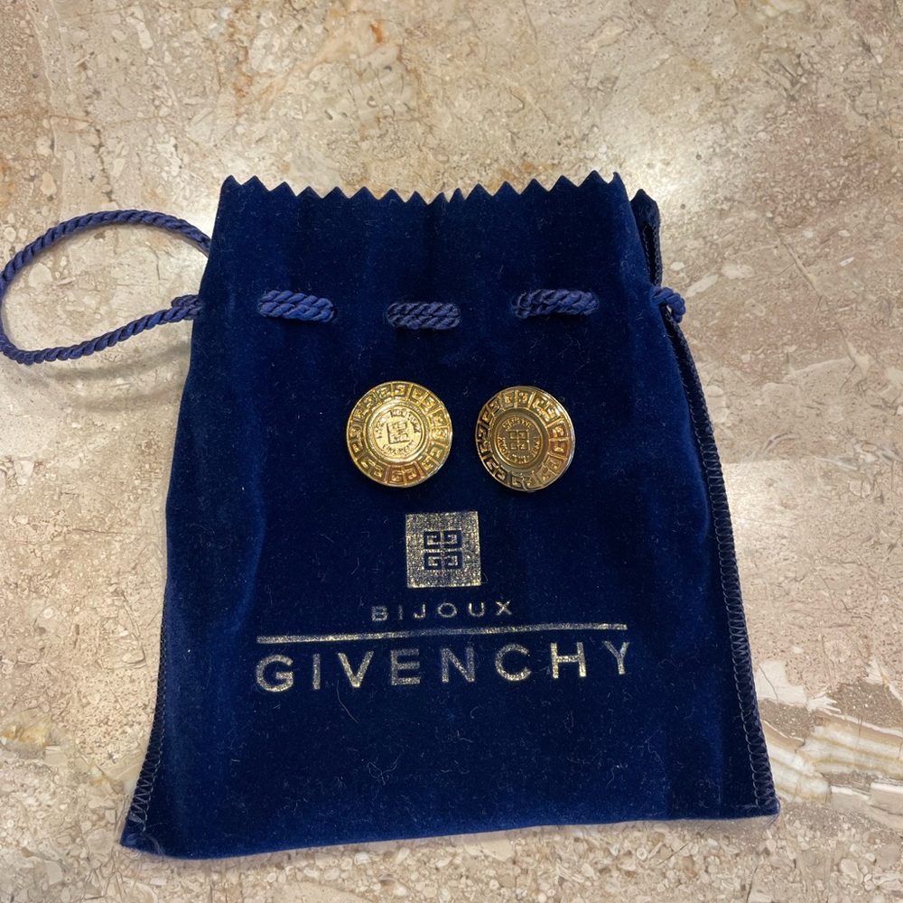Givenchy Vintage Gold Button Earrings